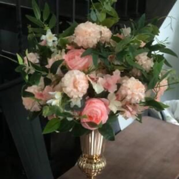 Pink Faux Flower Arrangements Centerpieces w/ Gold - Picture 3 of 6